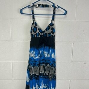 Blue and Black Halter Dress